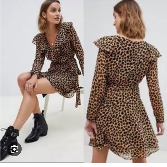 Free people Frenchie leopard print wrap dress cocoa - Picture 2 of 7